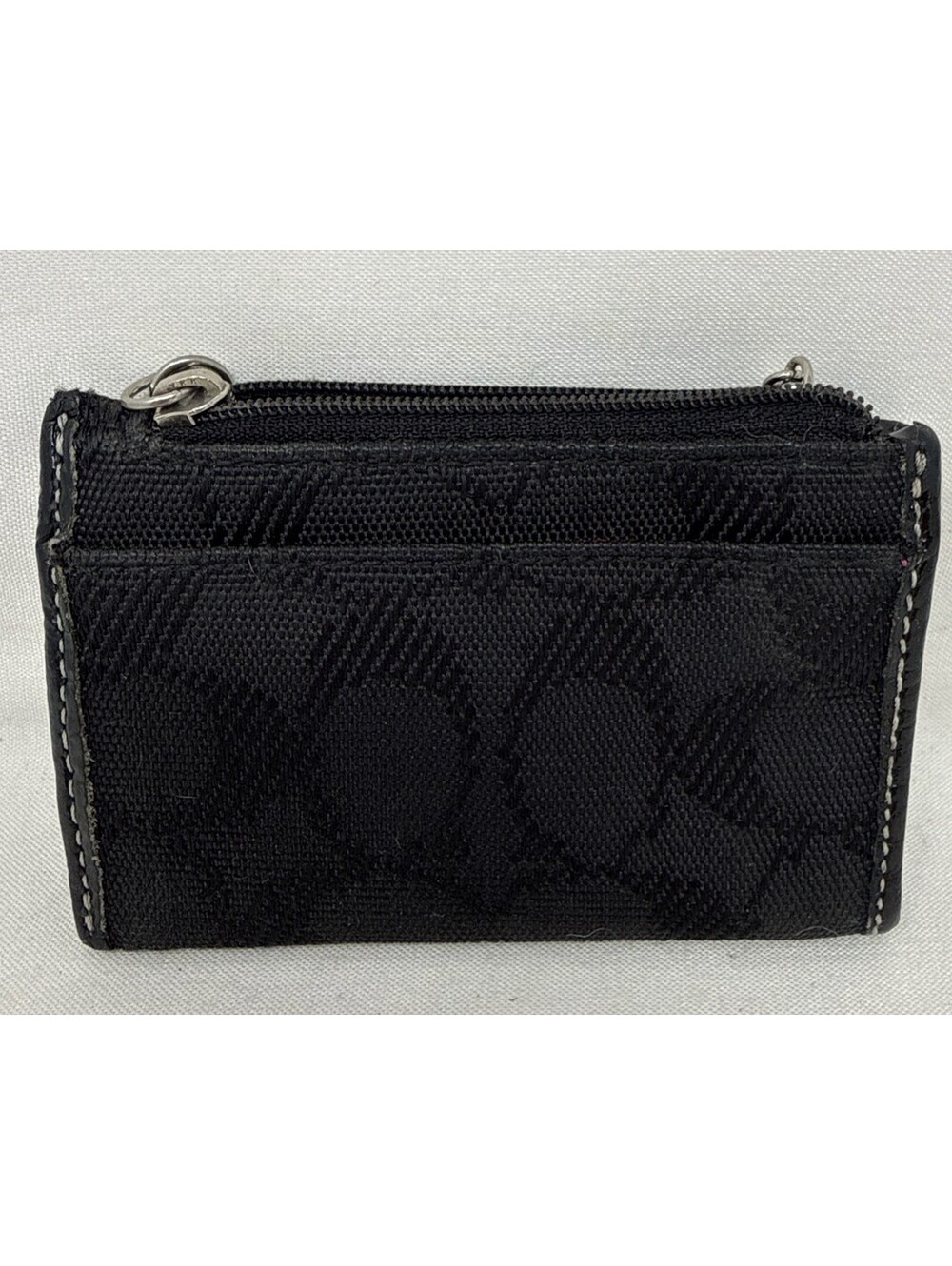 Coach Black Mini Skinny ID Case Wallet Key Ring Zip Pouch